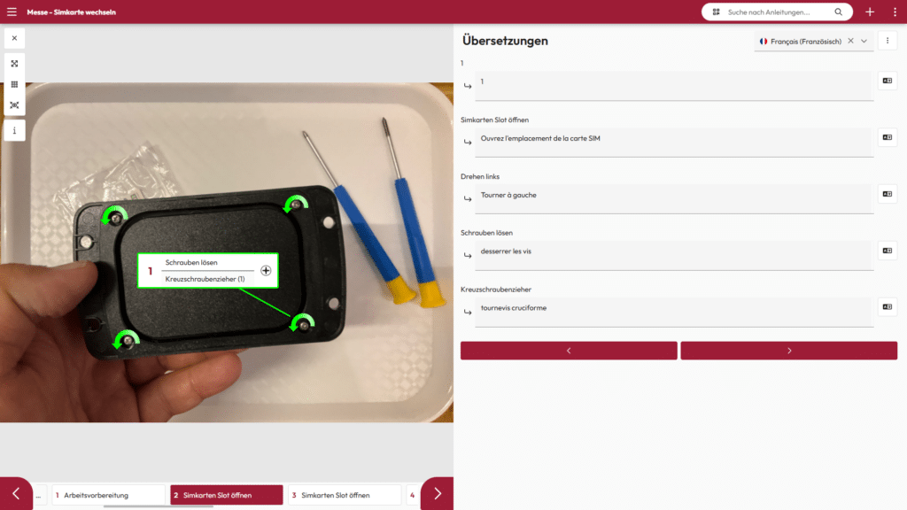 Bildschirmfoto - Übersetzungen