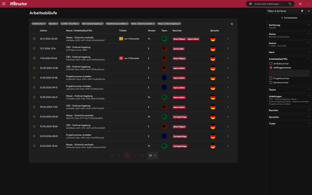 Bildschirmfoto - Arbeitsablauf Übersicht
