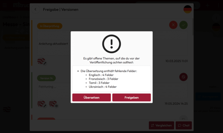Bildschirmfoto - Veröffentlichung Warnung