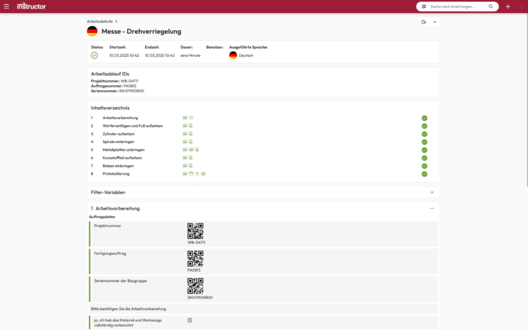 Bildschirmfoto - Arbeitsablauf Auftrags Details