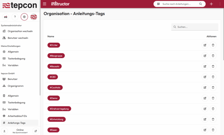 Bildschirmfoto - #Tag Verwaltung