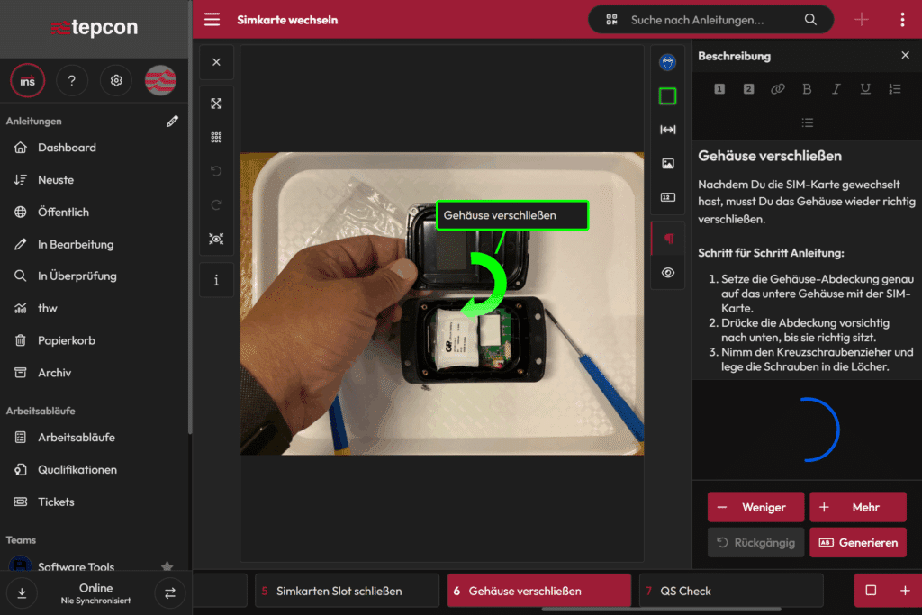 dark ai step description loading